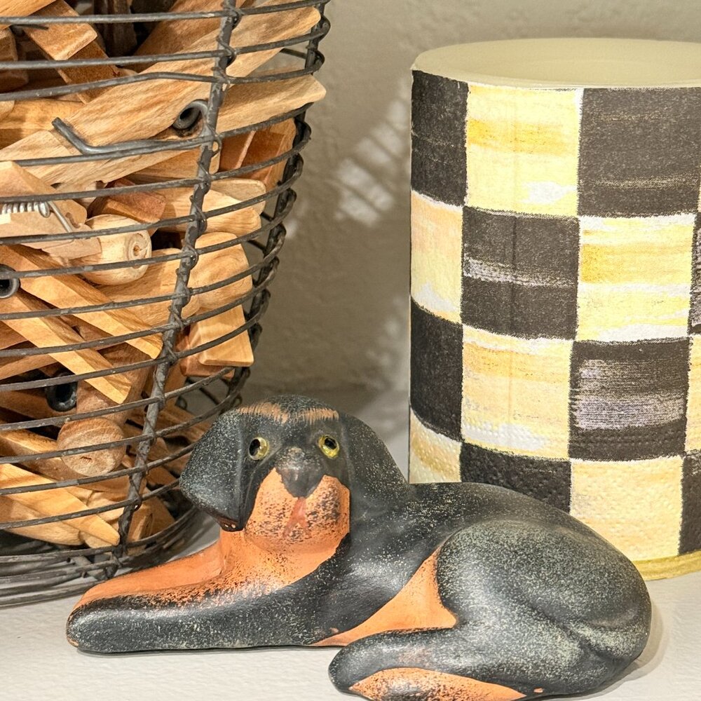 💰3/$15💰OOAK Vintage terracotta dog with glass eyes - Picture 14 of 16